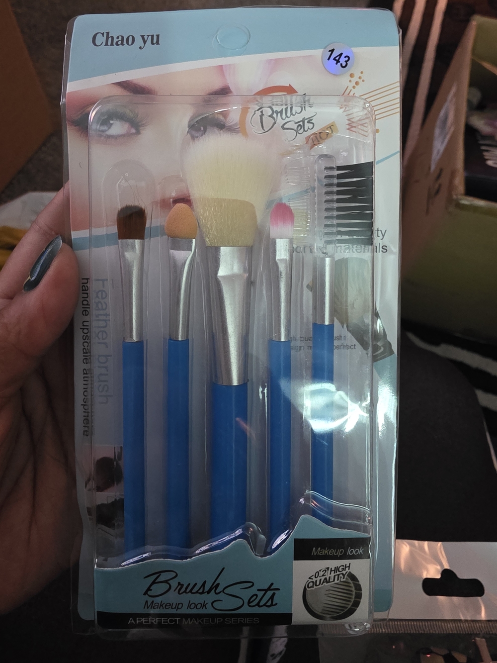 Blue 6-Piece Makeup Brush Set — Essential Face & Eye Tools